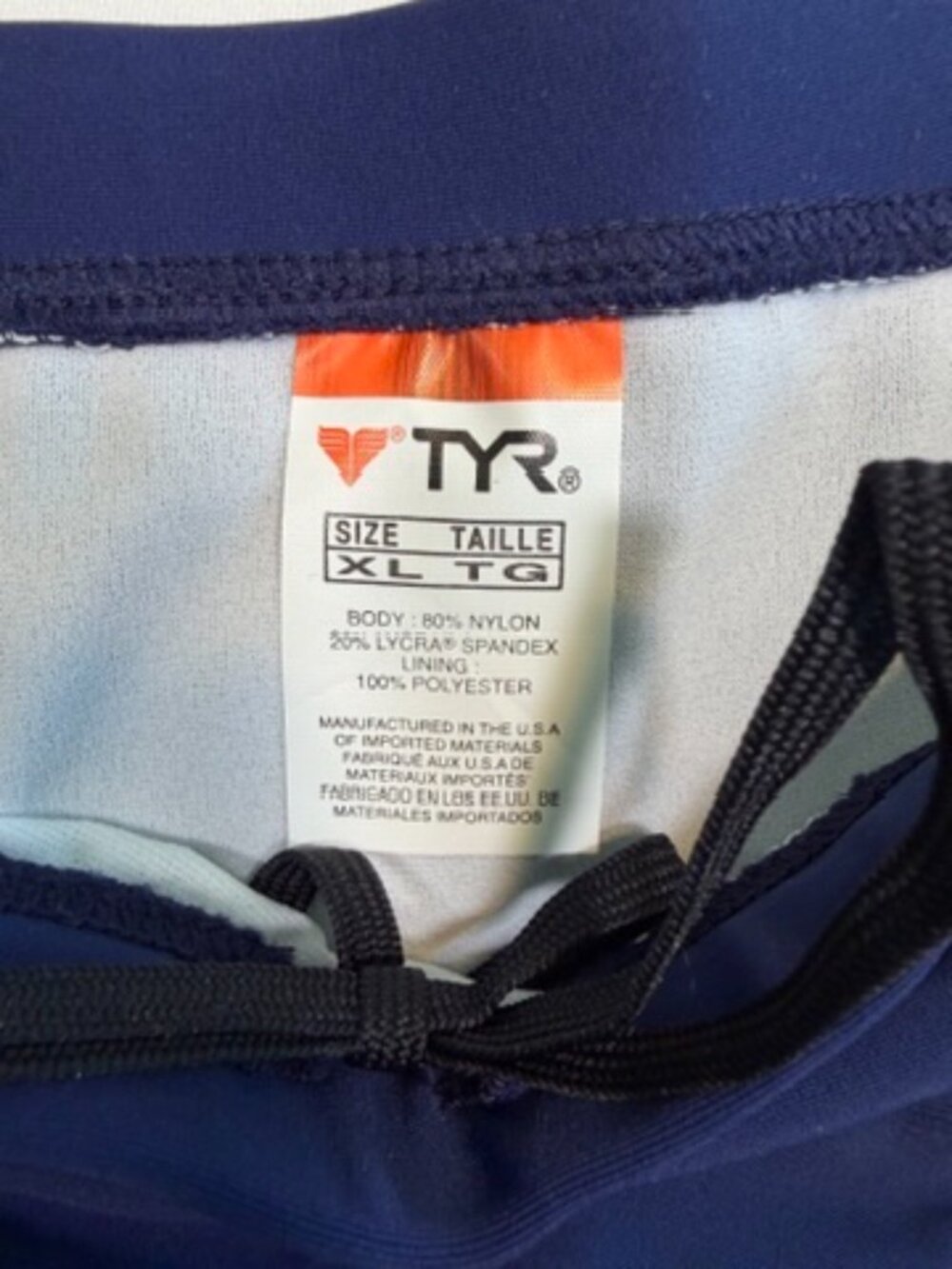 TYR Solid Durafast One Diamondback Navy Blue Workout Bikini Swimsuit XL NWT - Picture 9 of 12